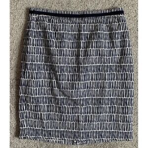 BODEN Women's Blue White Mini Stripes‎ Print Pencil Knee Length Skirt Size 14R